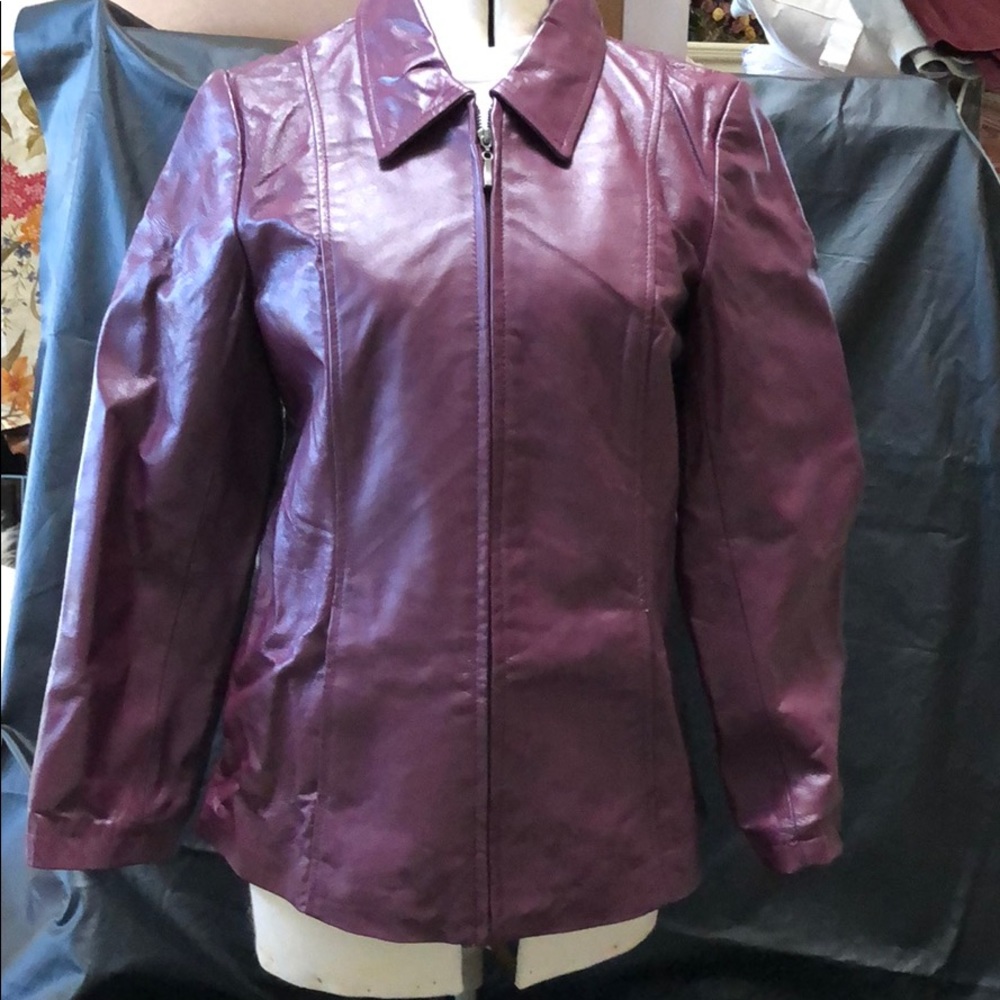 Vintage merlot genuine leather jacket with tags.